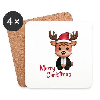 Merry Christmas - Untersetzer (4er-Set) - Weiß - Vorne