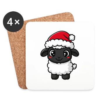 Noël des moutons - Dessous de verre (lot de 4) - blanc - Devant