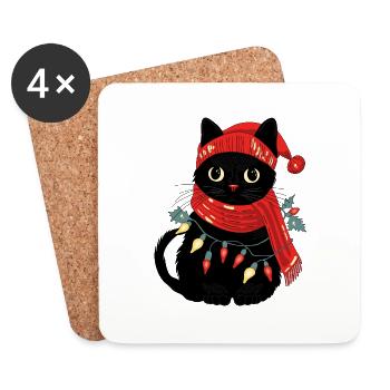 Cat and winter - Coasters (set of 4) - white - Front