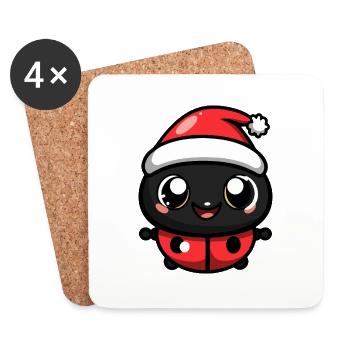 Marienkäfer Weihnachten - Untersetzer (4er-Set) - Weiß - Vorne