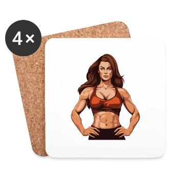 Woman Muscles Girl Fitness - Coasters (set of 4) - white - Front
