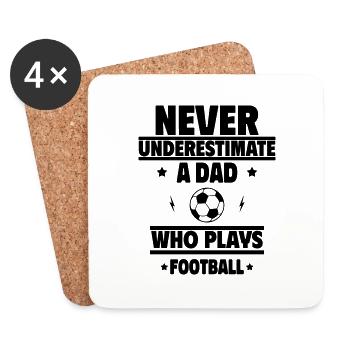Unterschätze niemals einen Papa, der Fußball spiel - Untersetzer (4er-Set) - Weiß - Vorne