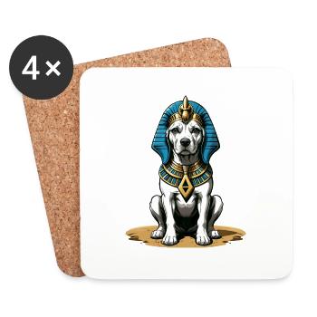 Dog Pharao Hund Ägypten Pyramide Geschenk - Untersetzer (4er-Set) - Weiß - Vorne