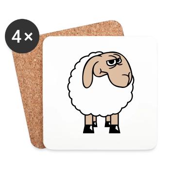 Sheep looks skeptical, critical, suspicious stares - Coasters (set of 4) - white - Front