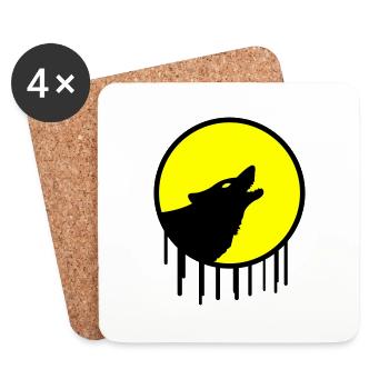wolf full moon - Coasters (set of 4) - white - Front