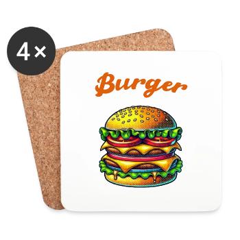Burgers au fromage - Dessous de verre (lot de 4) - blanc - Devant