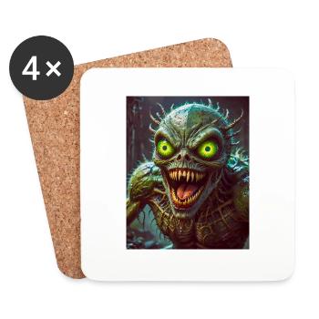 Mutant Monster halb Mensch halb Insekt Dark Horror - Untersetzer (4er-Set) - Weiß - Vorne