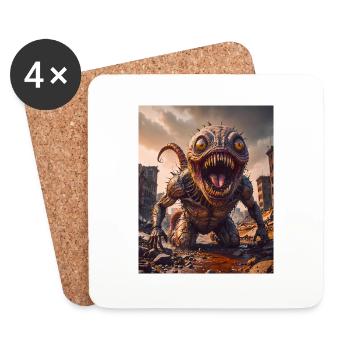 Monstre mutant mi-hommes mi-insecte sombre horreur - Dessous de verre (lot de 4) - blanc - Devant