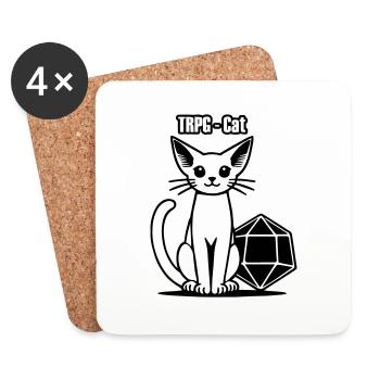 JdR Elven Katze & Würfel - TRPG Cat - Dessous de verre (lot de 4) - blanc - Devant