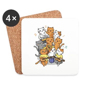 Happy cats making a sound - Coasters (set of 4) - white - Front