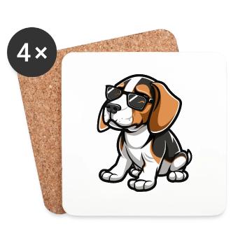 Beagle Hund - Untersetzer (4er-Set) - Weiß - Vorne