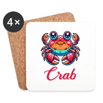 Bande dessinée de crabe - Dessous de verre (lot de 4) - blanc - Devant