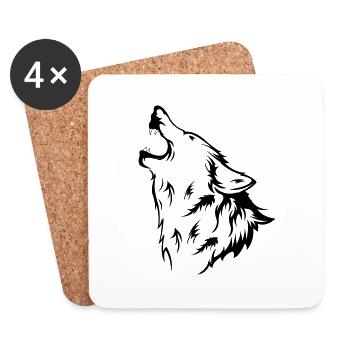 wolf - Coasters (set of 4) - white - Front