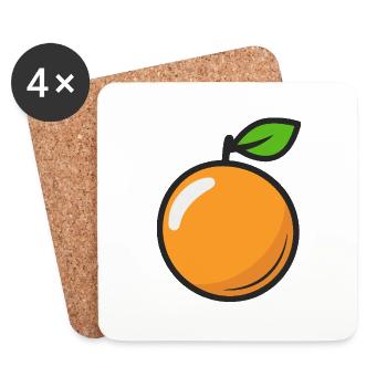 :: An orange on a T-shirt :: - Coasters (set of 4) - white - Front