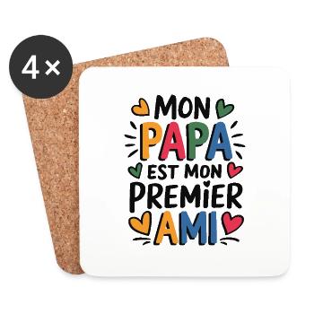 mon papa - Dessous de verre (lot de 4) - blanc - Devant
