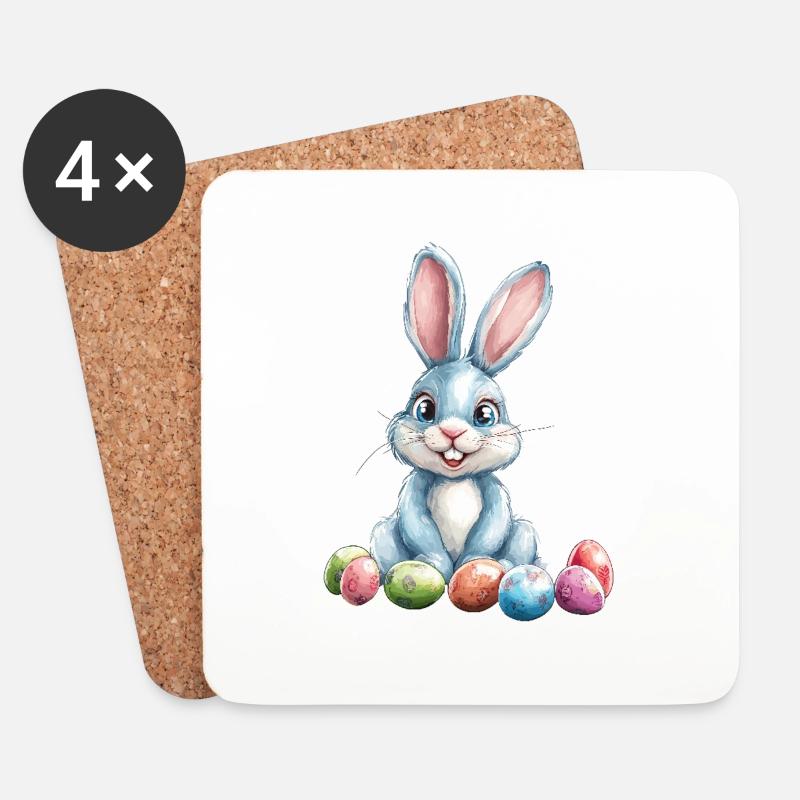 Osterhase - Untersetzer (4er-Set) - Weiß