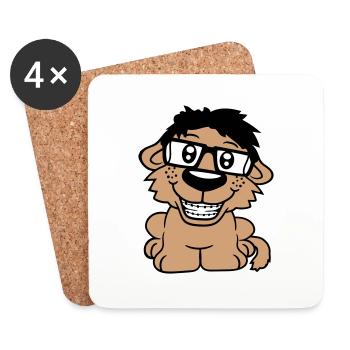 chien nerd hornglasses geek bretelles intelligent drôle - Dessous de verre (lot de 4) - blanc - Devant