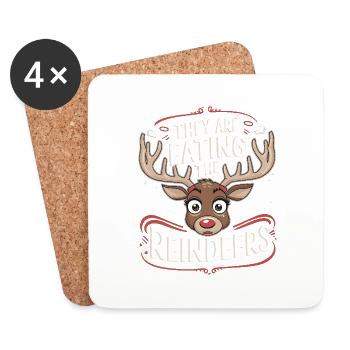 Ils mangent les rennes drôle de Noël - Dessous de verre (lot de 4) - blanc - Devant