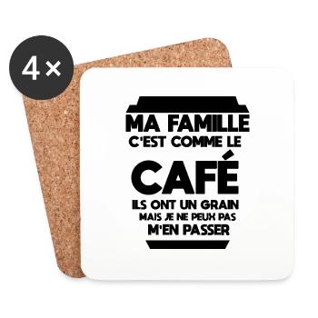 Ma famille c'est comme le café - Dessous de verre (lot de 4) - blanc - Devant
