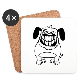 chien monstre méchant dangereux dents sourire sourire - Dessous de verre (lot de 4) - blanc - Devant