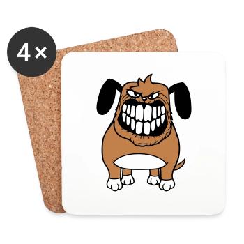chien monstre méchant dangereux dents sourire sourire - Dessous de verre (lot de 4) - blanc - Devant