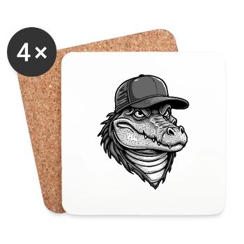 Cooler Alligator - Untersetzer (4er-Set) - Weiß - Vorne