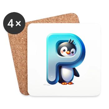 Penguin Playful P - Coasters (set of 4) - white - Front