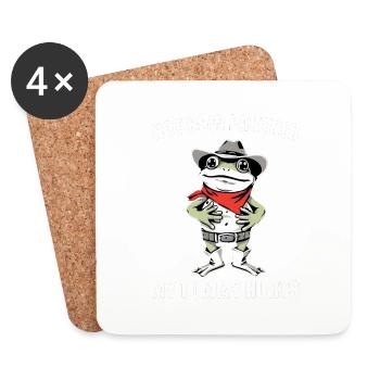 Not Now partner My Tummy Hurts | Cowboy Frog Funny - Dessous de verre (lot de 4) - blanc - Devant