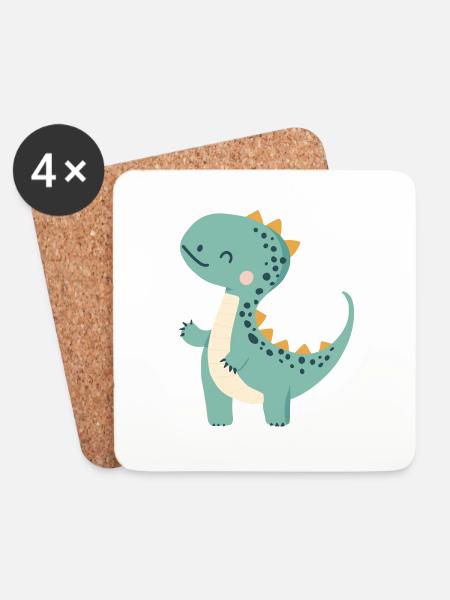 Knuddel Dino - Untersetzer (4er-Set) - Weiß