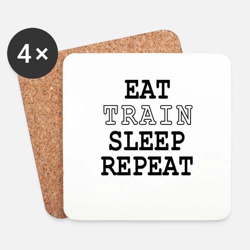 Fit Life - Eat, Train, Sleep, Repeat - Coasters (set of 4) - white