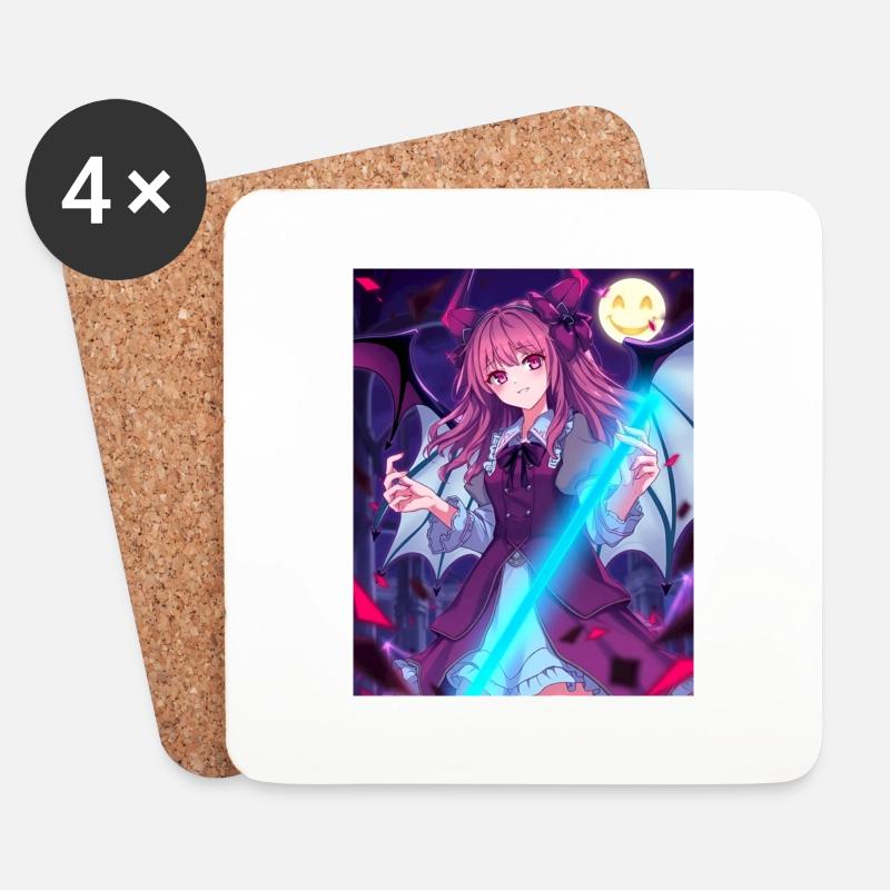 Hellow Anime Design - Coasters (set of 4) - white
