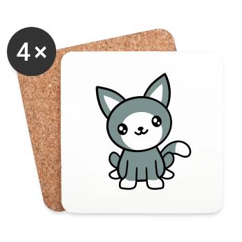 Cat Pet Cute Cute Kitten Friendly - Coasters (set of 4) - white - Front