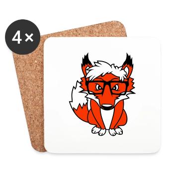 Fox Nerd Lunettes à monture en corne Geek Smart Intelligent Cool - Dessous de verre (lot de 4) - blanc - Devant