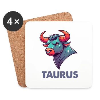 Taurus Cartoon - Coasters (set of 4) - white - Front