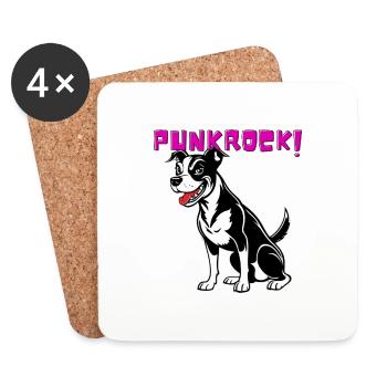Punk Rock Chien - Dessous de verre (lot de 4) - blanc - Devant