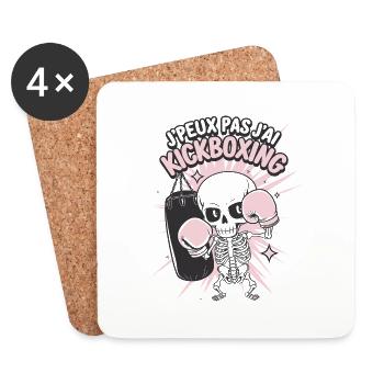 Je peux pas j'ai Kickboxing - Dessous de verre (lot de 4) - blanc - Devant
