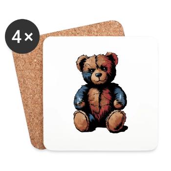 Teddy Kuscheltier Teddybär - Untersetzer (4er-Set) - Weiß - Vorne