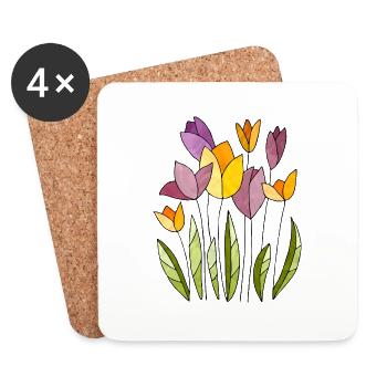 Fleur - Dessous de verre (lot de 4) - blanc - Devant