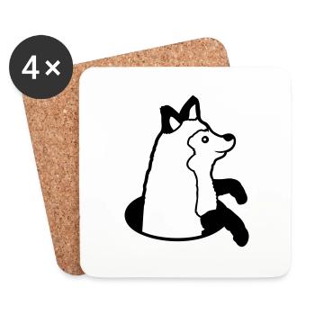Renard Peeps Drôle Hors Du Trou De Sol Heureux Cool - Dessous de verre (lot de 4) - blanc - Devant