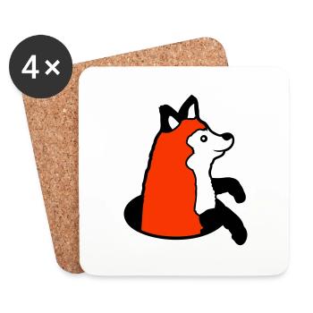 Renard Peeps Drôle Hors Du Trou De Sol Heureux Cool - Dessous de verre (lot de 4) - blanc - Devant