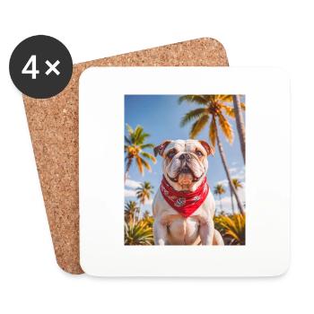 super mignon chiens mode Westcoast Bull dog - Dessous de verre (lot de 4) - blanc - Devant
