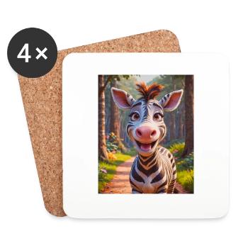 super cute african animals zebra - Coasters (set of 4) - white - Front