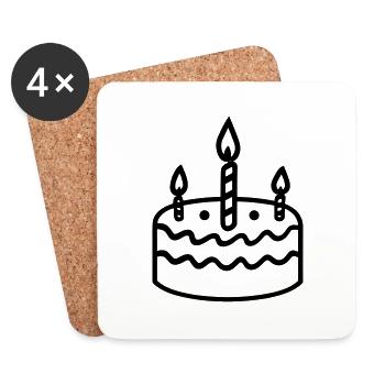 Gateau d'anniversaire - Dessous de verre (lot de 4) - blanc - Devant