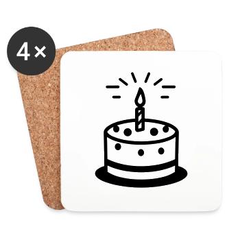 Gateau d'anniversaire - Dessous de verre (lot de 4) - blanc - Devant