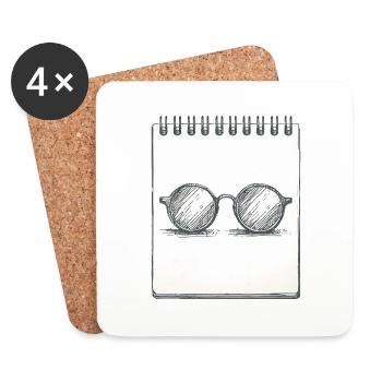 Zeichnung einer Brille - Untersetzer (4er-Set) - Weiß - Vorne