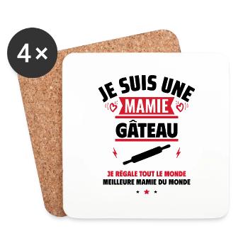 Mamie gâteau,Cadeau fête des grands-mères - Dessous de verre (lot de 4) - blanc - Devant