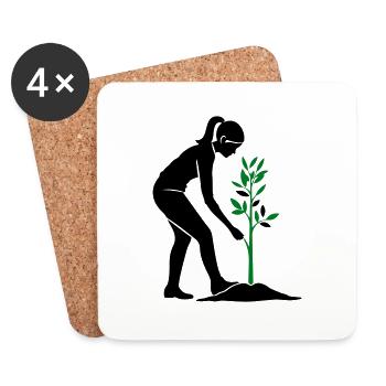 Plantes arborescentes Conservation de la nature - Dessous de verre (lot de 4) - blanc - Devant