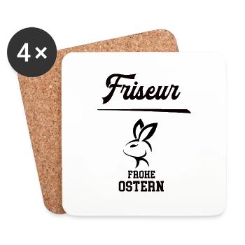 Friseur Ostern Geschenk Frisör Meister Azubi Chef - Untersetzer (4er-Set) - Weiß - Vorne