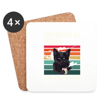 Funny Coffee Cat Humor Office First I Need - Coasters (set of 4) - white - Front