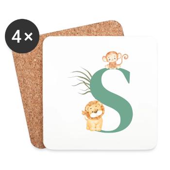 Dschungeltier grüner Buchstabe - Untersetzer (4er-Set) - Weiß - Vorne